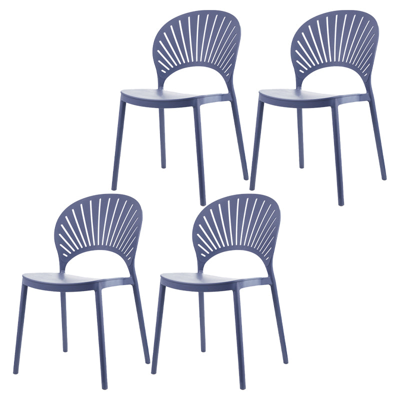 Contemporary Style Dining Plastic Chair Kitchen Open Back Dining Armless Chairs Gray-Blue 4 Piece Set Clearhalo ' kitchen&dining_furn' 'Dining Chairs' 'Dining Tables & Seating' 'dining_chair' 'furn' 'furn_dining_chair' 'Furniture' 'furniture_dining_chair' 'Kitchen & Dining Furniture' 'kitchen' 4468161