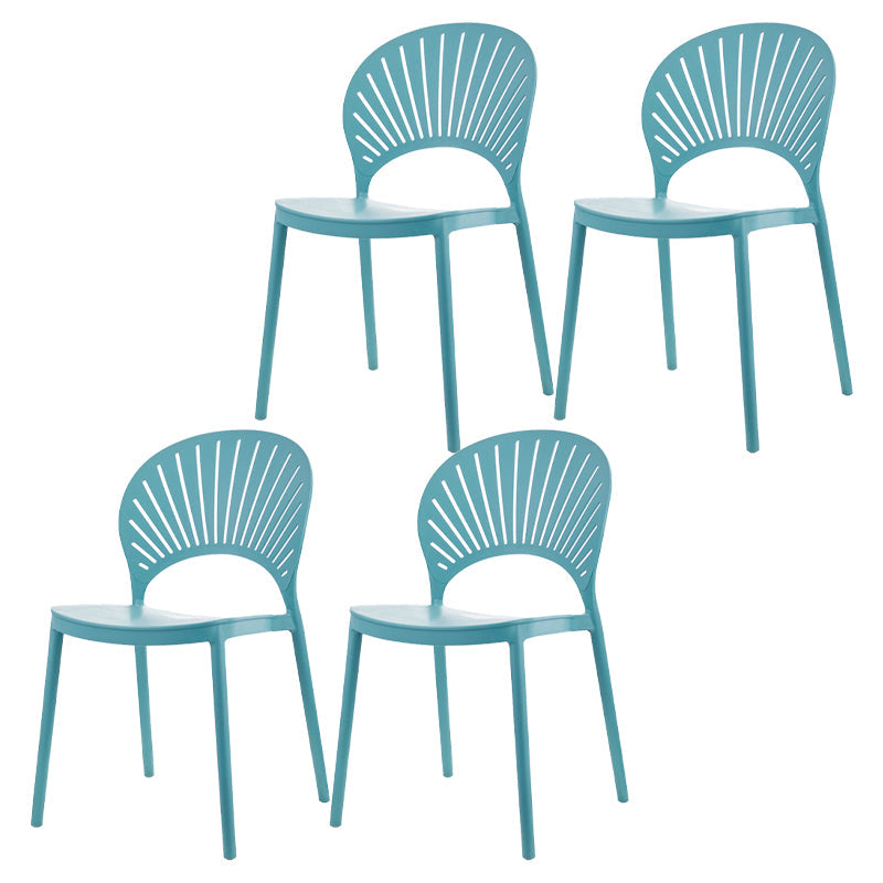 Contemporary Style Dining Plastic Chair Kitchen Open Back Dining Armless Chairs Lake Green 4 Piece Set Clearhalo ' kitchen&dining_furn' 'Dining Chairs' 'Dining Tables & Seating' 'dining_chair' 'furn' 'furn_dining_chair' 'Furniture' 'furniture_dining_chair' 'Kitchen & Dining Furniture' 'kitchen' 4468164
