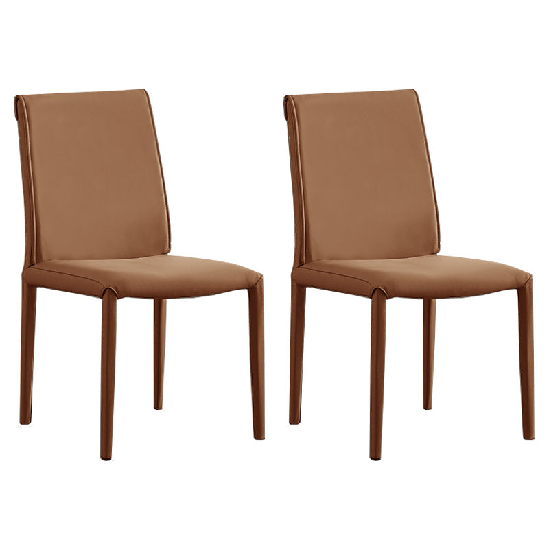 Modern Leather Dining Room Chairs Metal Dining Chairs for Restaurant Use Dark Yellow 2 Piece Set Clearhalo ' kitchen&dining_furn' 'Dining Chairs' 'Dining Tables & Seating' 'dining_chair' 'furn' 'furn_dining_chair' 'Furniture' 'furniture_dining_chair' 'Kitchen & Dining Furniture' 'kitchen' 4468175