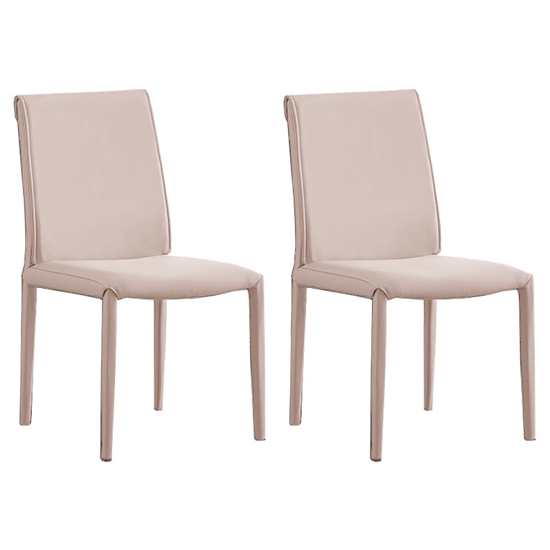 Modern Leather Dining Room Chairs Metal Dining Chairs for Restaurant Use Pink 2 Piece Set Clearhalo ' kitchen&dining_furn' 'Dining Chairs' 'Dining Tables & Seating' 'dining_chair' 'furn' 'furn_dining_chair' 'Furniture' 'furniture_dining_chair' 'Kitchen & Dining Furniture' 'kitchen' 4468177