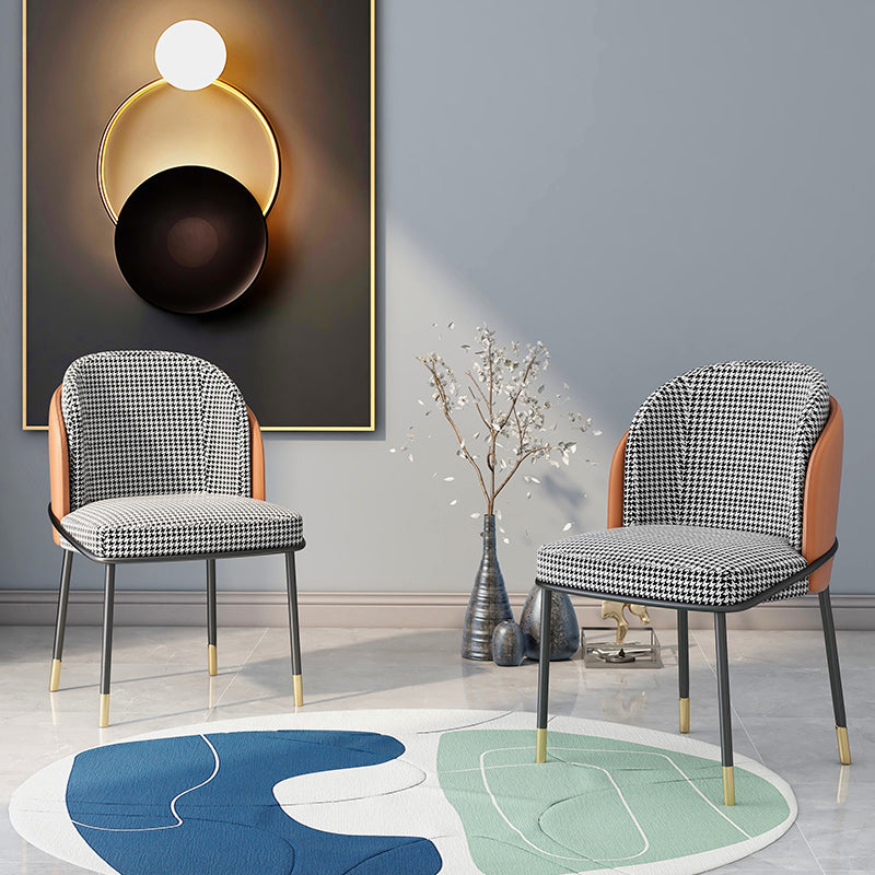 Glam Metal Dining Room Chair Armless Upholstered Dining Chairs for Home Use Clearhalo ' kitchen&dining_furn' 'Dining Chairs' 'Dining Tables & Seating' 'dining_chair' 'furn' 'furn_dining_chair' 'Furniture' 'furniture_dining_chair' 'Kitchen & Dining Furniture' 'kitchen' 4468204