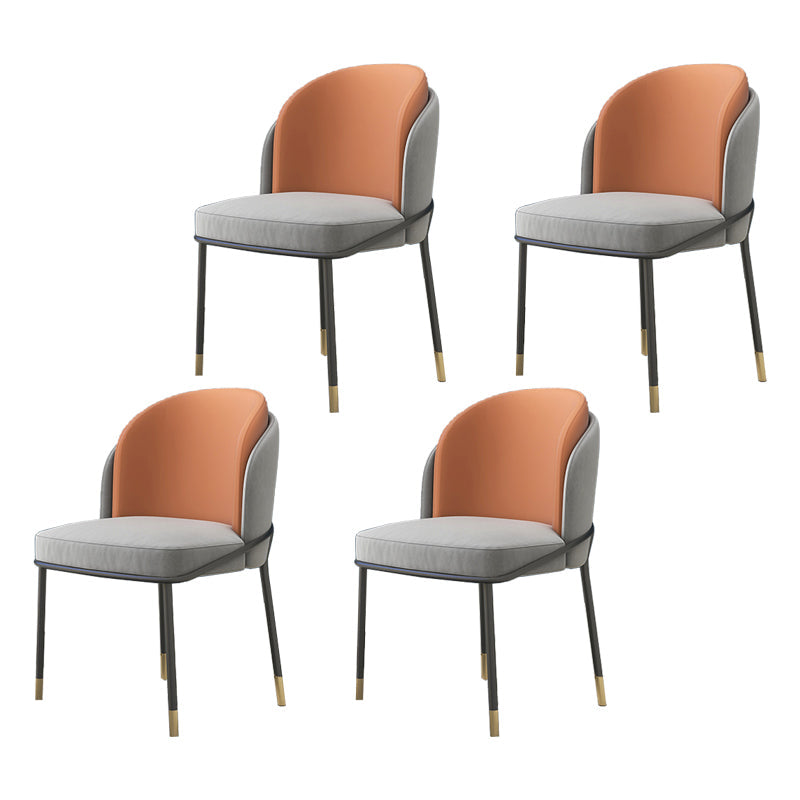 Glam Metal Dining Room Chair Armless Upholstered Dining Chairs for Home Use Orange-Gray 4 Piece Set Clearhalo ' kitchen&dining_furn' 'Dining Chairs' 'Dining Tables & Seating' 'dining_chair' 'furn' 'furn_dining_chair' 'Furniture' 'furniture_dining_chair' 'Kitchen & Dining Furniture' 'kitchen' 4468220