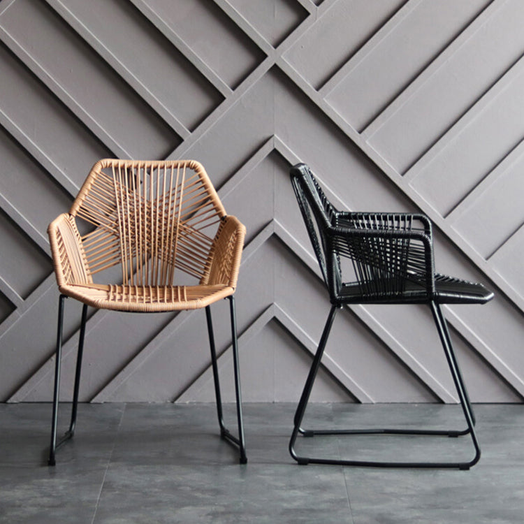 Industrial Design Open Back Dining Side Chairs Rattan Patio Dining Side Chair Clearhalo ' kitchen&dining_furn' 'Dining Chairs' 'Dining Tables & Seating' 'dining_chair' 'furn' 'furn_dining_chair' 'Furniture' 'furniture_dining_chair' 'Kitchen & Dining Furniture' 'kitchen' 4468274