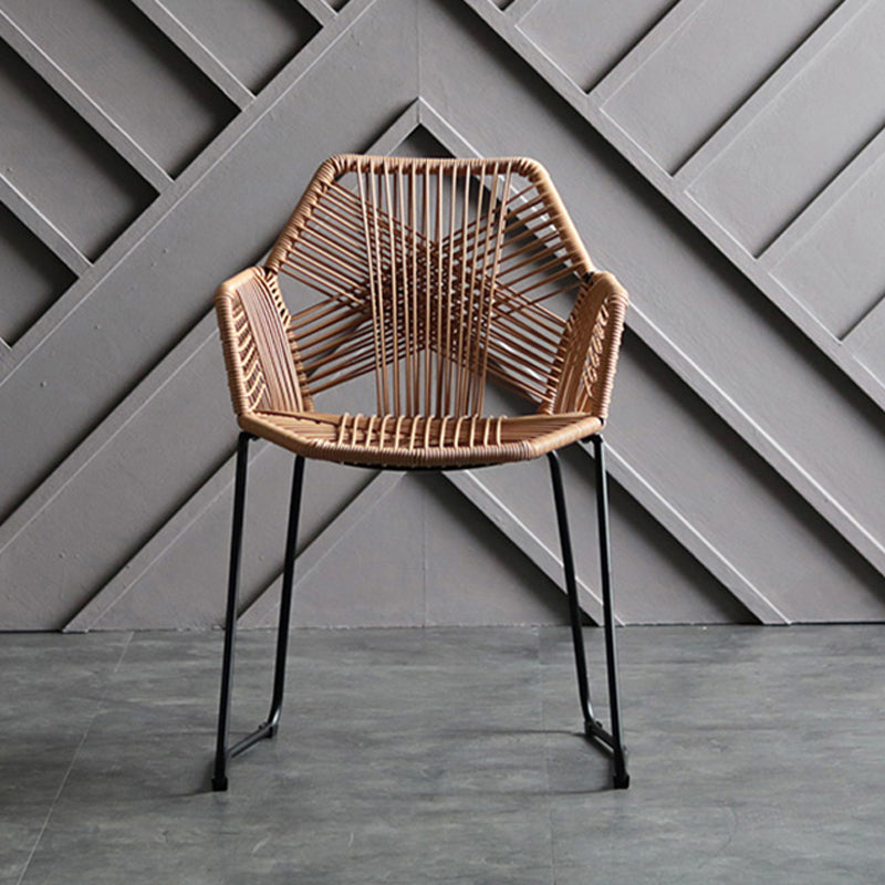 Industrial Design Open Back Dining Side Chairs Rattan Patio Dining Side Chair Coffee 1 Piece Clearhalo ' kitchen&dining_furn' 'Dining Chairs' 'Dining Tables & Seating' 'dining_chair' 'furn' 'furn_dining_chair' 'Furniture' 'furniture_dining_chair' 'Kitchen & Dining Furniture' 'kitchen' 4468275