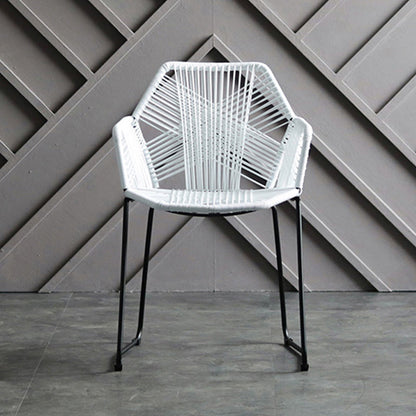 Industrial Design Open Back Dining Side Chairs Rattan Patio Dining Side Chair White 1 Piece Clearhalo ' kitchen&dining_furn' 'Dining Chairs' 'Dining Tables & Seating' 'dining_chair' 'furn' 'furn_dining_chair' 'Furniture' 'furniture_dining_chair' 'Kitchen & Dining Furniture' 'kitchen' 4468280