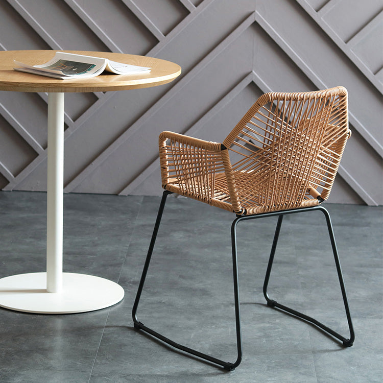 Industrial Design Open Back Dining Side Chairs Rattan Patio Dining Side Chair Clearhalo ' kitchen&dining_furn' 'Dining Chairs' 'Dining Tables & Seating' 'dining_chair' 'furn' 'furn_dining_chair' 'Furniture' 'furniture_dining_chair' 'Kitchen & Dining Furniture' 'kitchen' 4468281