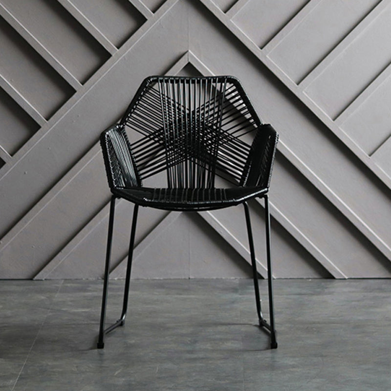 Industrial Design Open Back Dining Side Chairs Rattan Patio Dining Side Chair Black 1 Piece Clearhalo ' kitchen&dining_furn' 'Dining Chairs' 'Dining Tables & Seating' 'dining_chair' 'furn' 'furn_dining_chair' 'Furniture' 'furniture_dining_chair' 'Kitchen & Dining Furniture' 'kitchen' 4468286