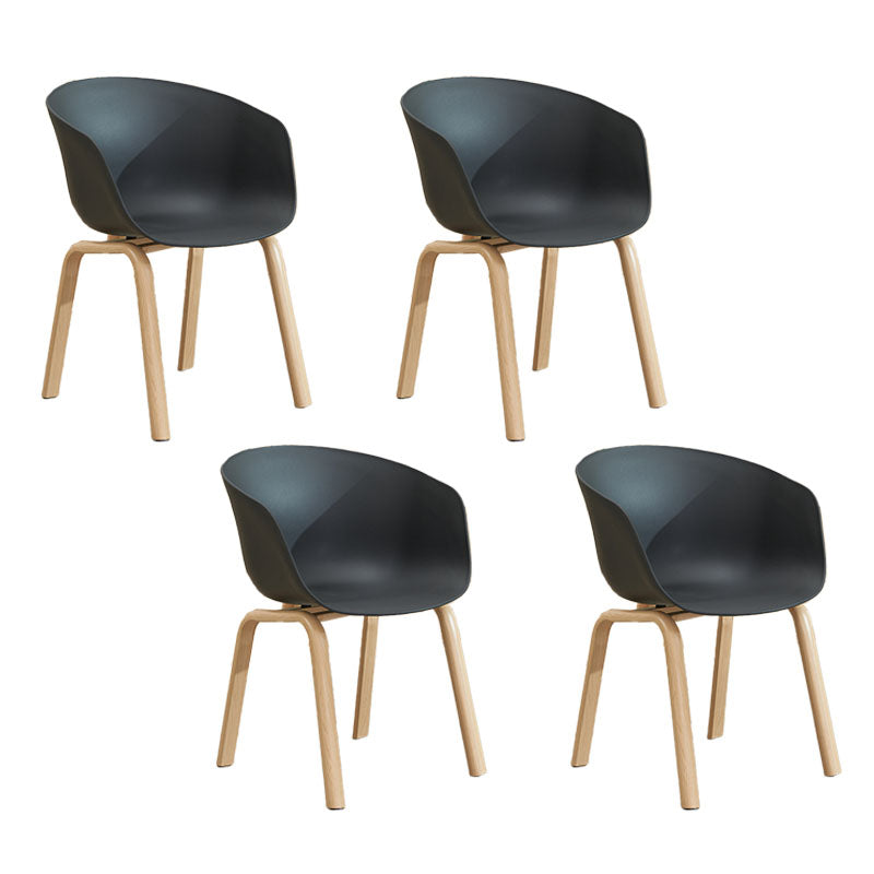 Contemporary Home Solid Back Arm Chair Leather Matte Finish Dining Chair Black Set of 4 Clearhalo ' kitchen&dining_furn' 'Dining Chairs' 'Dining Tables & Seating' 'dining_chair' 'Furniture' 'furniture_dining_chair' 'Kitchen & Dining Furniture' 'kitchen' 4468318