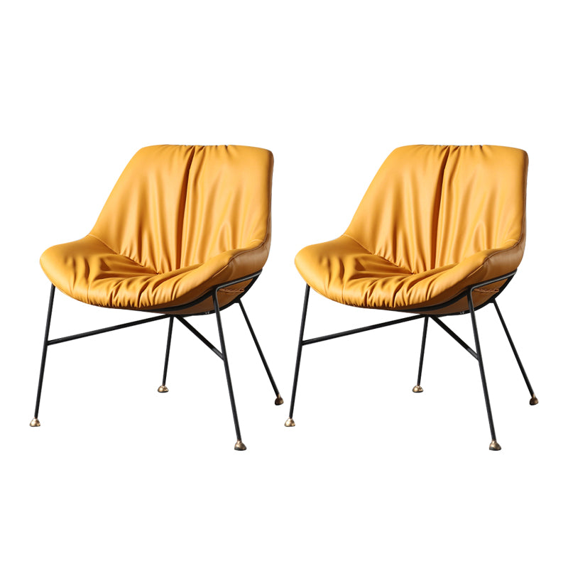 Contemporary Design PU Leather Dining Chairs Armless Solid Back Chair Ginger 2 Piece Set Clearhalo ' kitchen&dining_furn' 'Dining Chairs' 'Dining Tables & Seating' 'dining_chair' 'furn' 'furn_dining_chair' 'Furniture' 'furniture_dining_chair' 'Kitchen & Dining Furniture' 'kitchen' 4468332