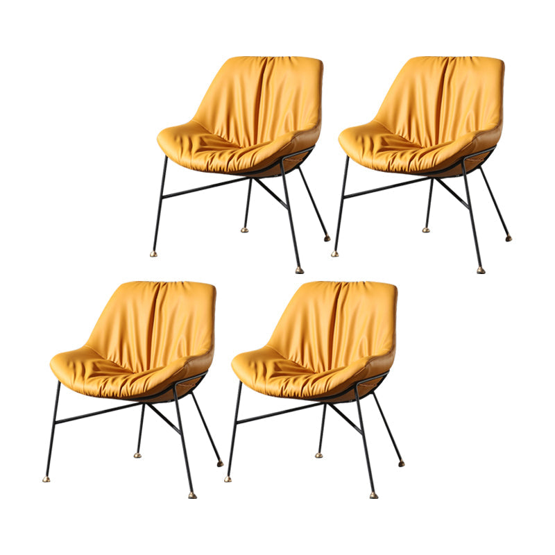 Contemporary Design PU Leather Dining Chairs Armless Solid Back Chair Ginger 4 Piece Set Clearhalo ' kitchen&dining_furn' 'Dining Chairs' 'Dining Tables & Seating' 'dining_chair' 'furn' 'furn_dining_chair' 'Furniture' 'furniture_dining_chair' 'Kitchen & Dining Furniture' 'kitchen' 4468334