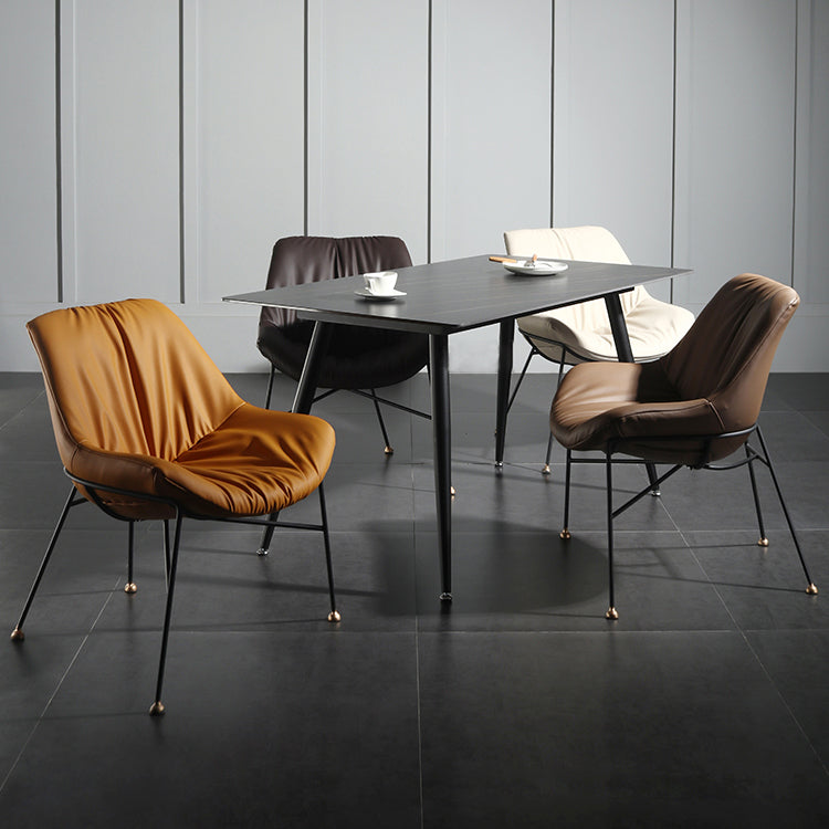 Contemporary Design PU Leather Dining Chairs Armless Solid Back Chair Clearhalo ' kitchen&dining_furn' 'Dining Chairs' 'Dining Tables & Seating' 'dining_chair' 'furn' 'furn_dining_chair' 'Furniture' 'furniture_dining_chair' 'Kitchen & Dining Furniture' 'kitchen' 4468336