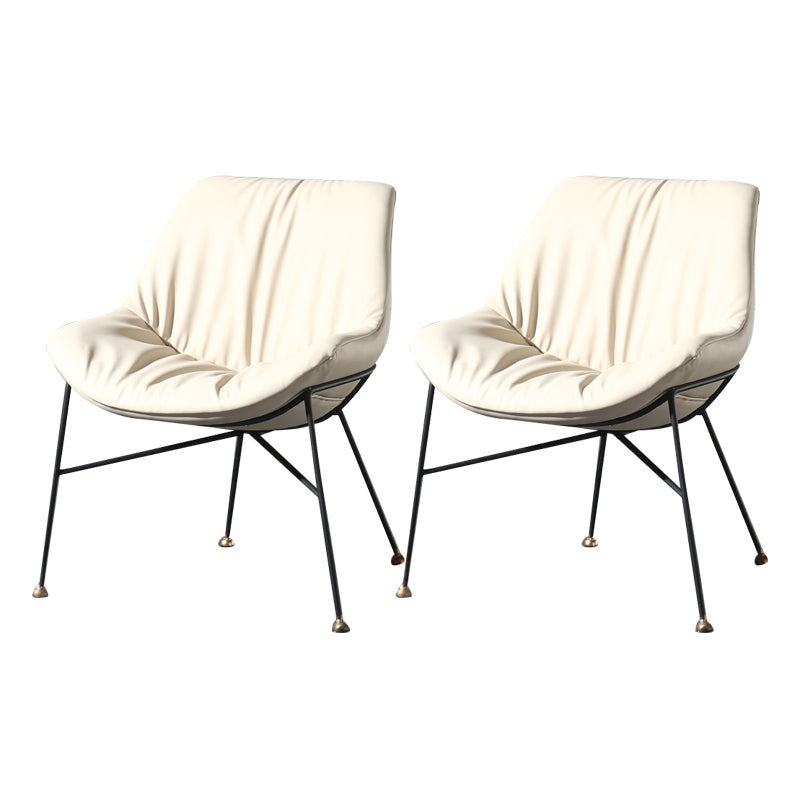 Contemporary Design PU Leather Dining Chairs Armless Solid Back Chair White 2 Piece Set Clearhalo ' kitchen&dining_furn' 'Dining Chairs' 'Dining Tables & Seating' 'dining_chair' 'furn' 'furn_dining_chair' 'Furniture' 'furniture_dining_chair' 'Kitchen & Dining Furniture' 'kitchen' 4468338