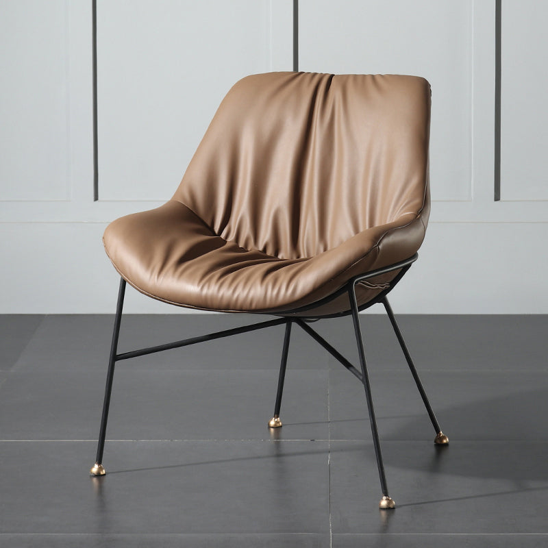 Contemporary Design PU Leather Dining Chairs Armless Solid Back Chair Camel 1 Piece Clearhalo ' kitchen&dining_furn' 'Dining Chairs' 'Dining Tables & Seating' 'dining_chair' 'furn' 'furn_dining_chair' 'Furniture' 'furniture_dining_chair' 'Kitchen & Dining Furniture' 'kitchen' 4468343