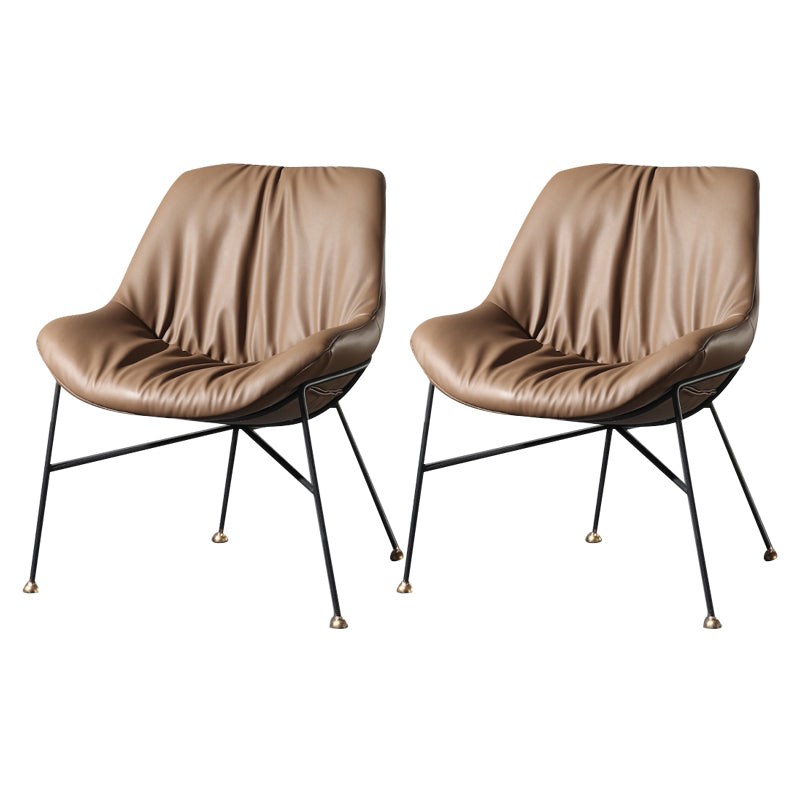 Contemporary Design PU Leather Dining Chairs Armless Solid Back Chair Camel 2 Piece Set Clearhalo ' kitchen&dining_furn' 'Dining Chairs' 'Dining Tables & Seating' 'dining_chair' 'furn' 'furn_dining_chair' 'Furniture' 'furniture_dining_chair' 'Kitchen & Dining Furniture' 'kitchen' 4468345