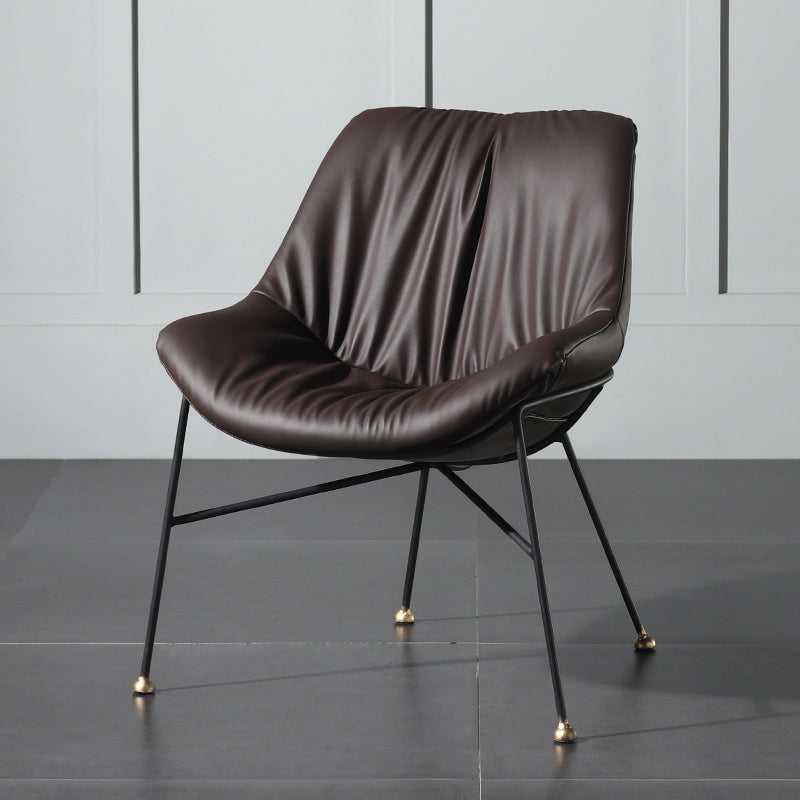 Contemporary Design PU Leather Dining Chairs Armless Solid Back Chair Coffee 1 Piece Clearhalo ' kitchen&dining_furn' 'Dining Chairs' 'Dining Tables & Seating' 'dining_chair' 'furn' 'furn_dining_chair' 'Furniture' 'furniture_dining_chair' 'Kitchen & Dining Furniture' 'kitchen' 4468348