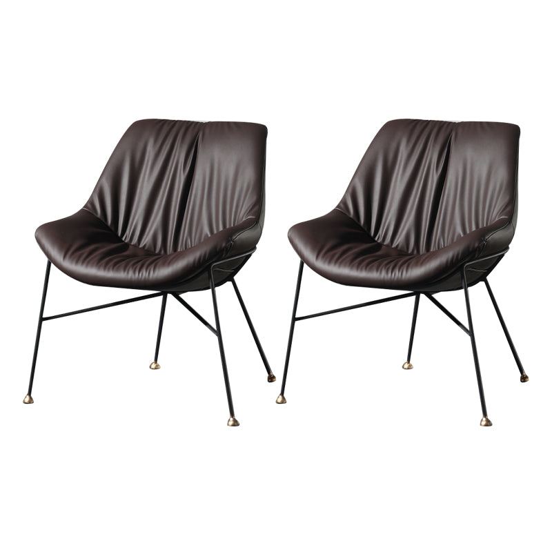 Contemporary Design PU Leather Dining Chairs Armless Solid Back Chair Coffee 2 Piece Set Clearhalo ' kitchen&dining_furn' 'Dining Chairs' 'Dining Tables & Seating' 'dining_chair' 'furn' 'furn_dining_chair' 'Furniture' 'furniture_dining_chair' 'Kitchen & Dining Furniture' 'kitchen' 4468350
