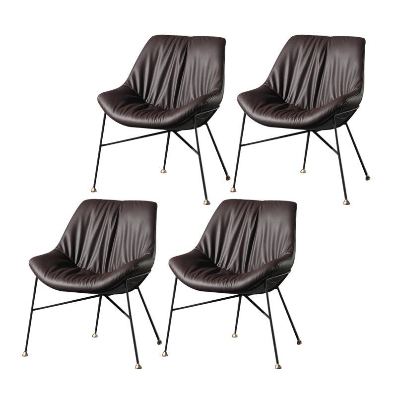 Contemporary Design PU Leather Dining Chairs Armless Solid Back Chair Coffee 4 Piece Set Clearhalo ' kitchen&dining_furn' 'Dining Chairs' 'Dining Tables & Seating' 'dining_chair' 'furn' 'furn_dining_chair' 'Furniture' 'furniture_dining_chair' 'Kitchen & Dining Furniture' 'kitchen' 4468352