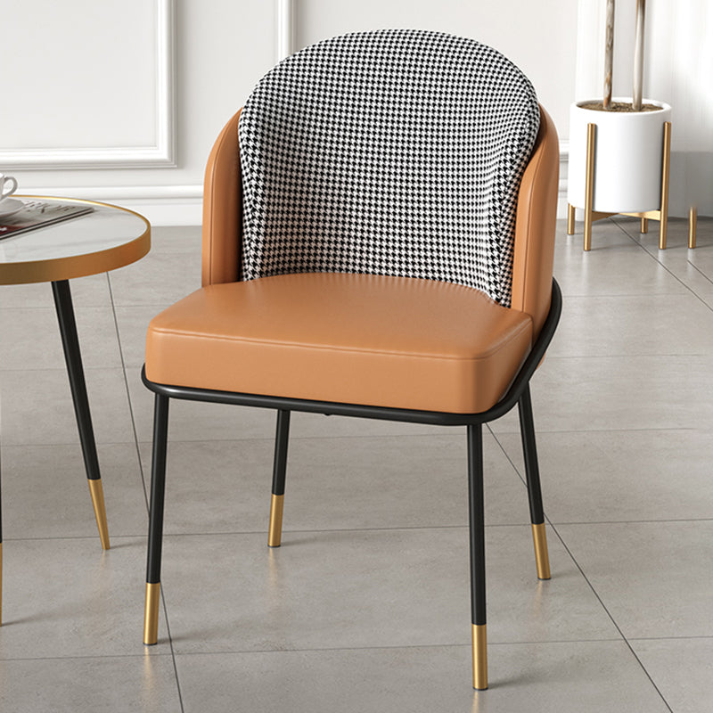 Glam Metal Dining Room Chairs Upholstered Armless Dining Chairs for Restaurant Use Orange 1 Piece Clearhalo ' kitchen&dining_furn' 'Dining Chairs' 'Dining Tables & Seating' 'dining_chair' 'furn' 'furn_dining_chair' 'Furniture' 'furniture_dining_chair' 'Kitchen & Dining Furniture' 'kitchen' 4468355