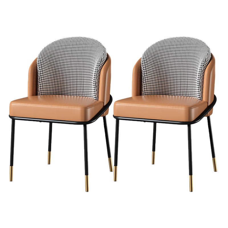 Glam Metal Dining Room Chairs Upholstered Armless Dining Chairs for Restaurant Use Orange 2 Piece Set Clearhalo ' kitchen&dining_furn' 'Dining Chairs' 'Dining Tables & Seating' 'dining_chair' 'furn' 'furn_dining_chair' 'Furniture' 'furniture_dining_chair' 'Kitchen & Dining Furniture' 'kitchen' 4468357