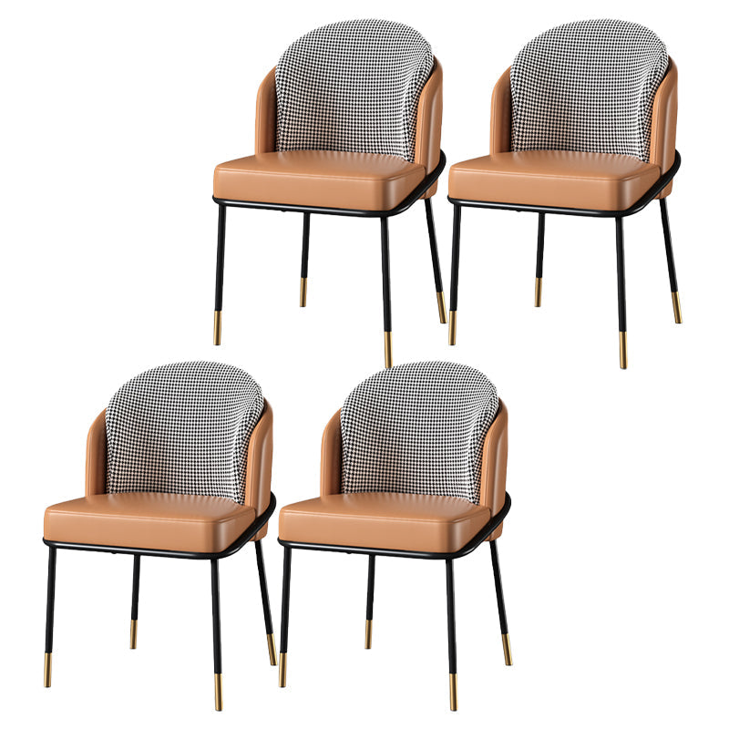 Glam Metal Dining Room Chairs Upholstered Armless Dining Chairs for Restaurant Use Orange 4 Piece Set Clearhalo ' kitchen&dining_furn' 'Dining Chairs' 'Dining Tables & Seating' 'dining_chair' 'furn' 'furn_dining_chair' 'Furniture' 'furniture_dining_chair' 'Kitchen & Dining Furniture' 'kitchen' 4468359