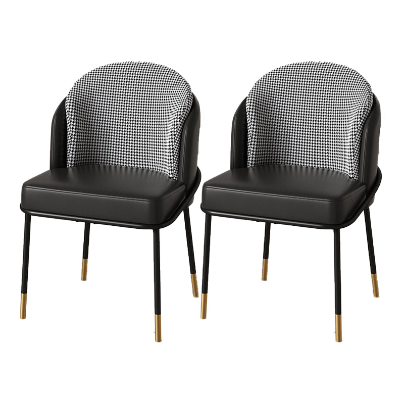 Glam Metal Dining Room Chairs Upholstered Armless Dining Chairs for Restaurant Use Black 2 Piece Set Clearhalo ' kitchen&dining_furn' 'Dining Chairs' 'Dining Tables & Seating' 'dining_chair' 'furn' 'furn_dining_chair' 'Furniture' 'furniture_dining_chair' 'Kitchen & Dining Furniture' 'kitchen' 4468363