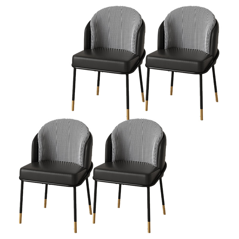 Glam Metal Dining Room Chairs Upholstered Armless Dining Chairs for Restaurant Use Black 4 Piece Set Clearhalo ' kitchen&dining_furn' 'Dining Chairs' 'Dining Tables & Seating' 'dining_chair' 'furn' 'furn_dining_chair' 'Furniture' 'furniture_dining_chair' 'Kitchen & Dining Furniture' 'kitchen' 4468365