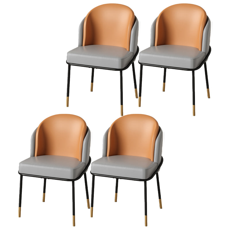 Glam Metal Dining Room Chairs Upholstered Armless Dining Chairs for Restaurant Use Silver Gray 4 Piece Set Clearhalo ' kitchen&dining_furn' 'Dining Chairs' 'Dining Tables & Seating' 'dining_chair' 'furn' 'furn_dining_chair' 'Furniture' 'furniture_dining_chair' 'Kitchen & Dining Furniture' 'kitchen' 4468371