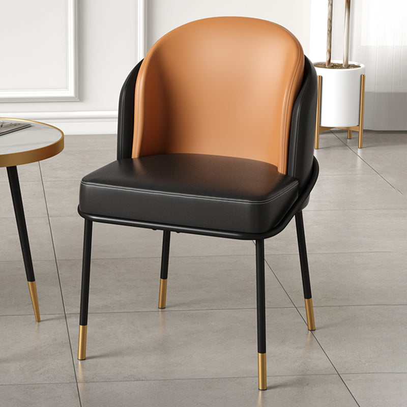 Glam Metal Dining Room Chairs Upholstered Armless Dining Chairs for Restaurant Use Black-Orange 1 Piece Clearhalo ' kitchen&dining_furn' 'Dining Chairs' 'Dining Tables & Seating' 'dining_chair' 'furn' 'furn_dining_chair' 'Furniture' 'furniture_dining_chair' 'Kitchen & Dining Furniture' 'kitchen' 4468372