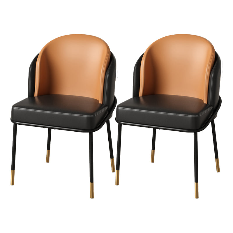 Glam Metal Dining Room Chairs Upholstered Armless Dining Chairs for Restaurant Use Black-Orange 2 Piece Set Clearhalo ' kitchen&dining_furn' 'Dining Chairs' 'Dining Tables & Seating' 'dining_chair' 'furn' 'furn_dining_chair' 'Furniture' 'furniture_dining_chair' 'Kitchen & Dining Furniture' 'kitchen' 4468374
