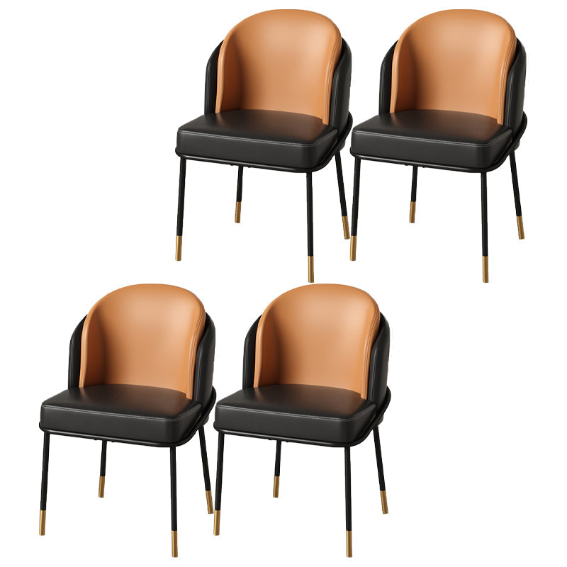 Glam Metal Dining Room Chairs Upholstered Armless Dining Chairs for Restaurant Use Black-Orange 4 Piece Set Clearhalo ' kitchen&dining_furn' 'Dining Chairs' 'Dining Tables & Seating' 'dining_chair' 'furn' 'furn_dining_chair' 'Furniture' 'furniture_dining_chair' 'Kitchen & Dining Furniture' 'kitchen' 4468376