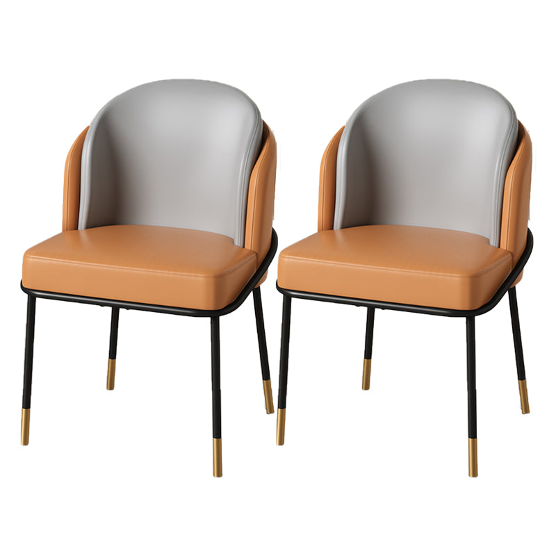 Glam Metal Dining Room Chairs Upholstered Armless Dining Chairs for Restaurant Use Orange-Gray 2 Piece Set Clearhalo ' kitchen&dining_furn' 'Dining Chairs' 'Dining Tables & Seating' 'dining_chair' 'furn' 'furn_dining_chair' 'Furniture' 'furniture_dining_chair' 'Kitchen & Dining Furniture' 'kitchen' 4468378