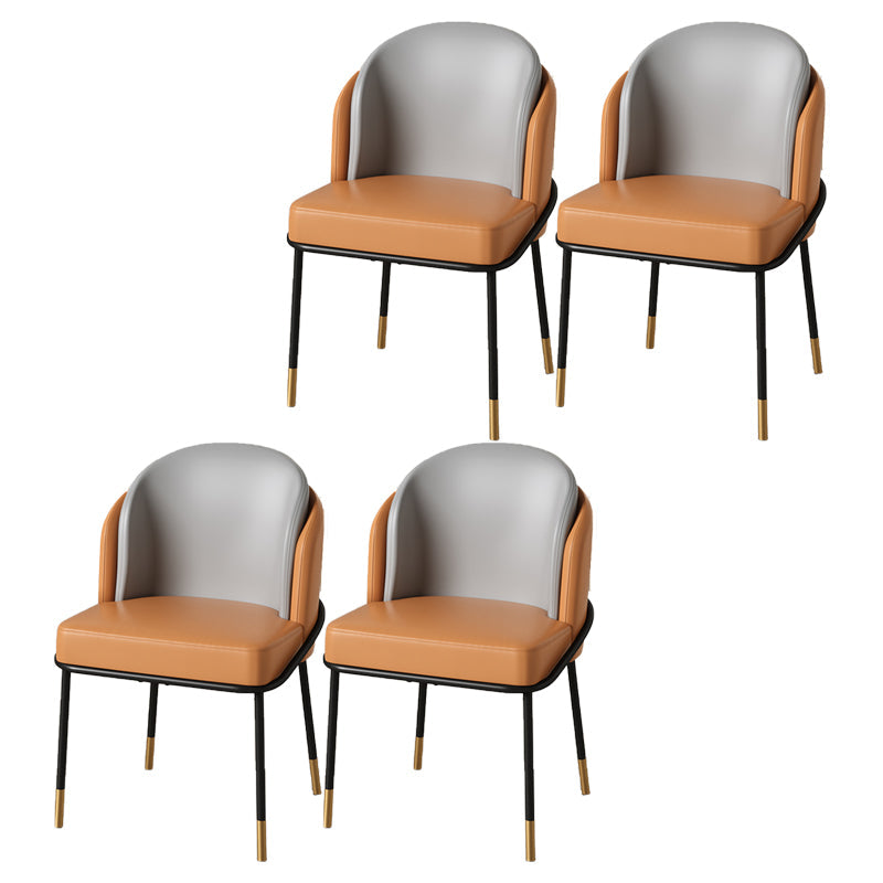 Glam Metal Dining Room Chairs Upholstered Armless Dining Chairs for Restaurant Use Orange-Gray 4 Piece Set Clearhalo ' kitchen&dining_furn' 'Dining Chairs' 'Dining Tables & Seating' 'dining_chair' 'furn' 'furn_dining_chair' 'Furniture' 'furniture_dining_chair' 'Kitchen & Dining Furniture' 'kitchen' 4468379