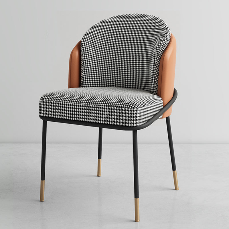 Glam Metal Dining Room Chairs Upholstered Armless Dining Chairs for Restaurant Use Black-White-Yellow 1 Piece Clearhalo ' kitchen&dining_furn' 'Dining Chairs' 'Dining Tables & Seating' 'dining_chair' 'furn' 'furn_dining_chair' 'Furniture' 'furniture_dining_chair' 'Kitchen & Dining Furniture' 'kitchen' 4468380