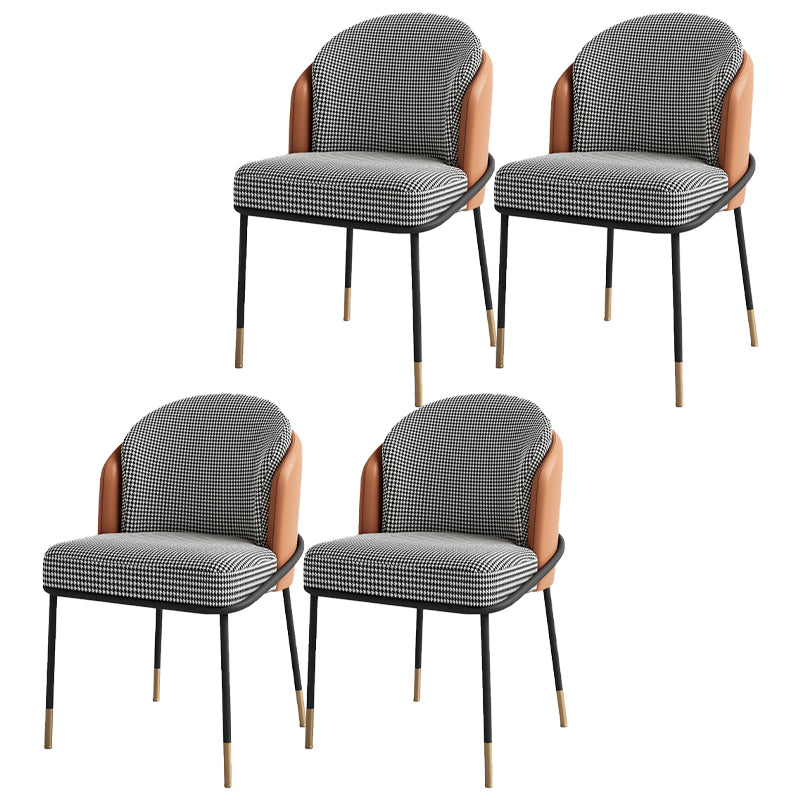 Glam Metal Dining Room Chairs Upholstered Armless Dining Chairs for Restaurant Use Black-White-Yellow 4 Piece Set Clearhalo ' kitchen&dining_furn' 'Dining Chairs' 'Dining Tables & Seating' 'dining_chair' 'furn' 'furn_dining_chair' 'Furniture' 'furniture_dining_chair' 'Kitchen & Dining Furniture' 'kitchen' 4468382