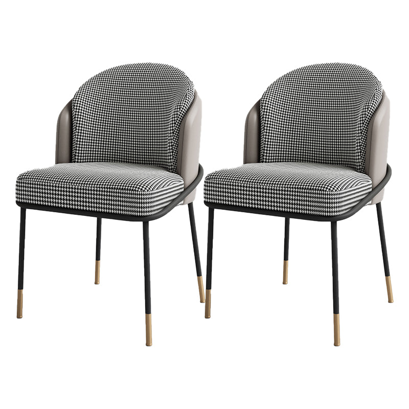 Glam Metal Dining Room Chairs Upholstered Armless Dining Chairs for Restaurant Use Black White Gray 2 Piece Set Clearhalo ' kitchen&dining_furn' 'Dining Chairs' 'Dining Tables & Seating' 'dining_chair' 'furn' 'furn_dining_chair' 'Furniture' 'furniture_dining_chair' 'Kitchen & Dining Furniture' 'kitchen' 4468384