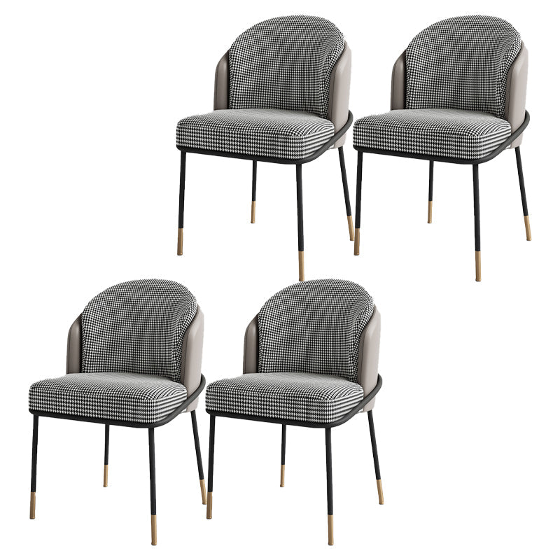 Glam Metal Dining Room Chairs Upholstered Armless Dining Chairs for Restaurant Use Black White Gray 4 Piece Set Clearhalo ' kitchen&dining_furn' 'Dining Chairs' 'Dining Tables & Seating' 'dining_chair' 'furn' 'furn_dining_chair' 'Furniture' 'furniture_dining_chair' 'Kitchen & Dining Furniture' 'kitchen' 4468385