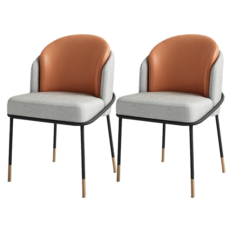 Glam Metal Dining Room Chairs Upholstered Armless Dining Chairs for Restaurant Use Gray-Orange 2 Piece Set Clearhalo ' kitchen&dining_furn' 'Dining Chairs' 'Dining Tables & Seating' 'dining_chair' 'furn' 'furn_dining_chair' 'Furniture' 'furniture_dining_chair' 'Kitchen & Dining Furniture' 'kitchen' 4468387