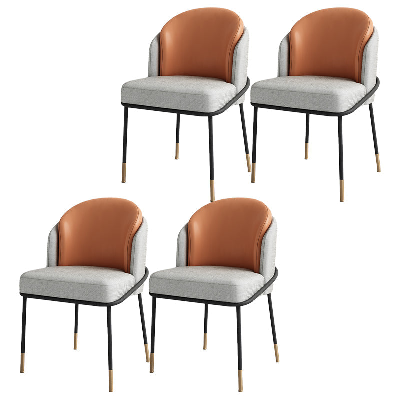 Glam Metal Dining Room Chairs Upholstered Armless Dining Chairs for Restaurant Use Gray-Orange 4 Piece Set Clearhalo ' kitchen&dining_furn' 'Dining Chairs' 'Dining Tables & Seating' 'dining_chair' 'furn' 'furn_dining_chair' 'Furniture' 'furniture_dining_chair' 'Kitchen & Dining Furniture' 'kitchen' 4468388