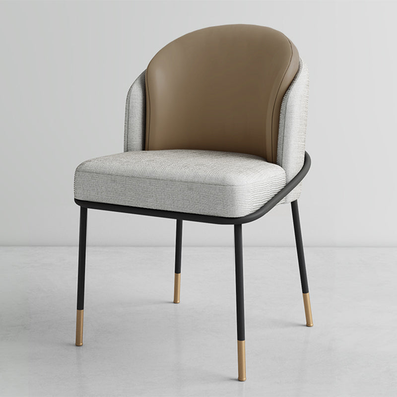 Glam Metal Dining Room Chairs Upholstered Armless Dining Chairs for Restaurant Use Gray-Khaki 1 Piece Clearhalo ' kitchen&dining_furn' 'Dining Chairs' 'Dining Tables & Seating' 'dining_chair' 'furn' 'furn_dining_chair' 'Furniture' 'furniture_dining_chair' 'Kitchen & Dining Furniture' 'kitchen' 4468395