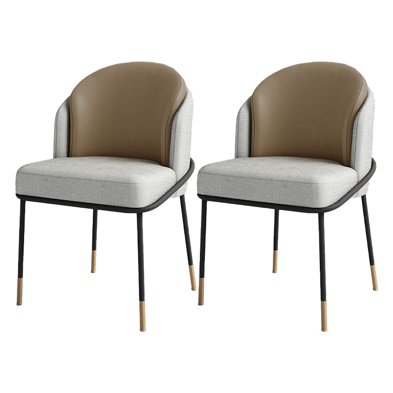 Glam Metal Dining Room Chairs Upholstered Armless Dining Chairs for Restaurant Use Gray-Khaki 2 Piece Set Clearhalo ' kitchen&dining_furn' 'Dining Chairs' 'Dining Tables & Seating' 'dining_chair' 'furn' 'furn_dining_chair' 'Furniture' 'furniture_dining_chair' 'Kitchen & Dining Furniture' 'kitchen' 4468396