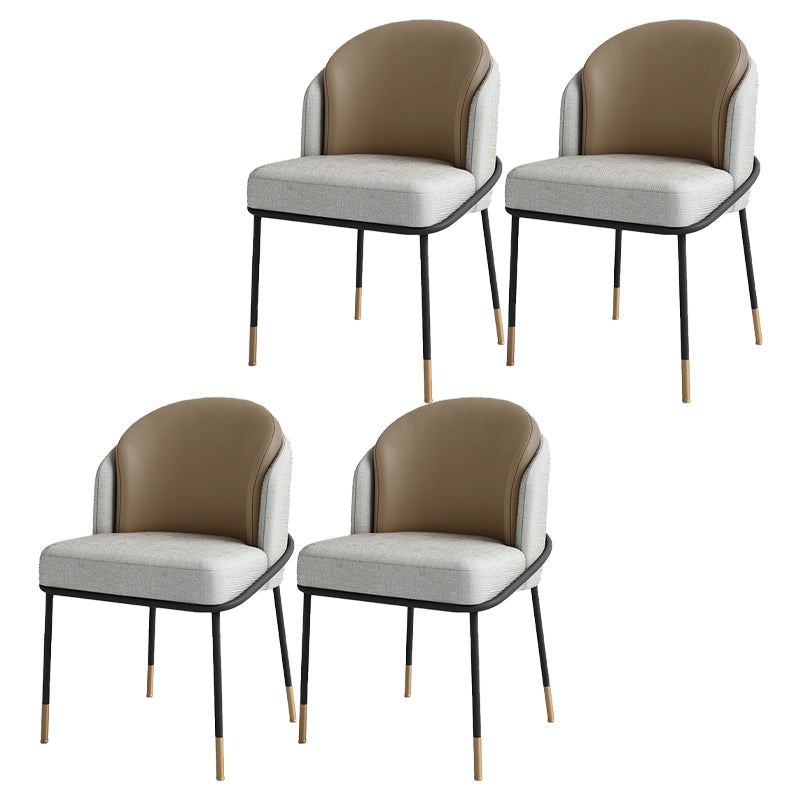 Glam Metal Dining Room Chairs Upholstered Armless Dining Chairs for Restaurant Use Gray-Khaki 4 Piece Set Clearhalo ' kitchen&dining_furn' 'Dining Chairs' 'Dining Tables & Seating' 'dining_chair' 'furn' 'furn_dining_chair' 'Furniture' 'furniture_dining_chair' 'Kitchen & Dining Furniture' 'kitchen' 4468397