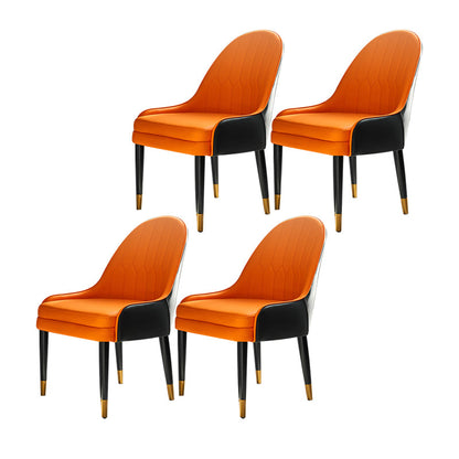 Scandinavian Design Leather Dining Side Chair Solid Back Arm Side Chairs Orange Black 4 Piece Set Clearhalo ' kitchen&dining_furn' 'Dining Chairs' 'Dining Tables & Seating' 'dining_chair' 'furn' 'furn_dining_chair' 'Furniture' 'furniture_dining_chair' 'Kitchen & Dining Furniture' 'kitchen' 4468400