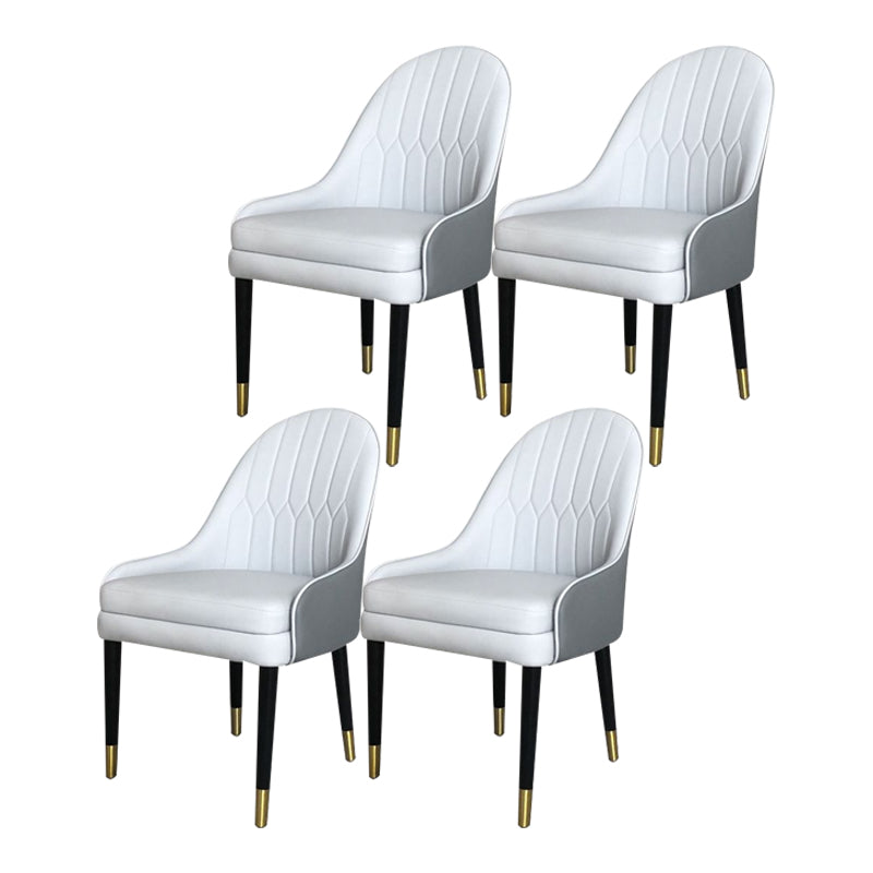 Scandinavian Design Leather Dining Side Chair Solid Back Arm Side Chairs White-Gray 4 Piece Set Clearhalo ' kitchen&dining_furn' 'Dining Chairs' 'Dining Tables & Seating' 'dining_chair' 'furn' 'furn_dining_chair' 'Furniture' 'furniture_dining_chair' 'Kitchen & Dining Furniture' 'kitchen' 4468401