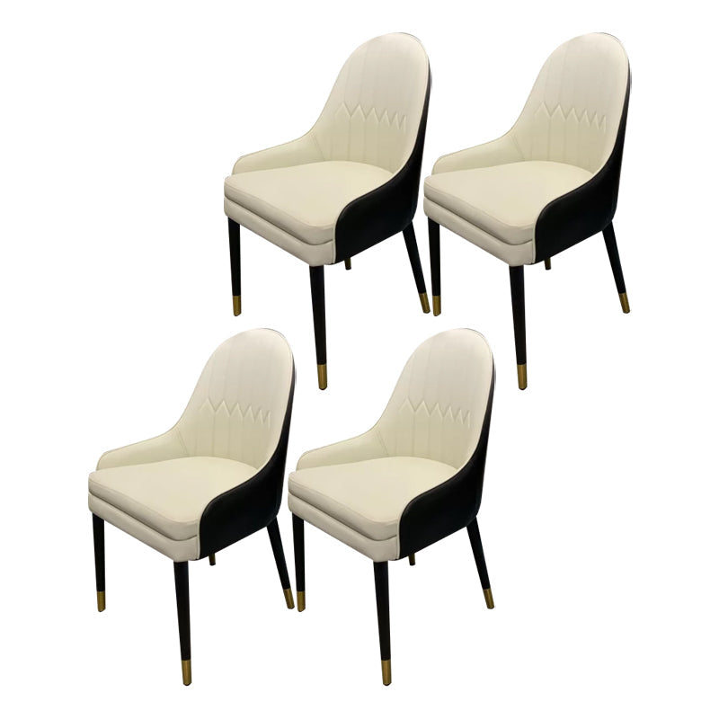 Scandinavian Design Leather Dining Side Chair Solid Back Arm Side Chairs White-Black 4 Piece Set Clearhalo ' kitchen&dining_furn' 'Dining Chairs' 'Dining Tables & Seating' 'dining_chair' 'furn' 'furn_dining_chair' 'Furniture' 'furniture_dining_chair' 'Kitchen & Dining Furniture' 'kitchen' 4468405