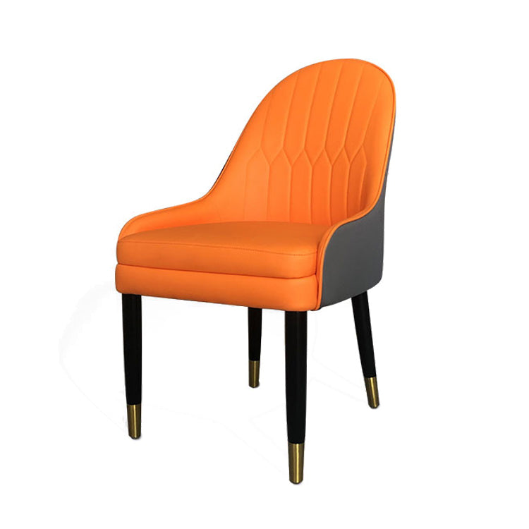Scandinavian Design Leather Dining Side Chair Solid Back Arm Side Chairs Clearhalo ' kitchen&dining_furn' 'Dining Chairs' 'Dining Tables & Seating' 'dining_chair' 'furn' 'furn_dining_chair' 'Furniture' 'furniture_dining_chair' 'Kitchen & Dining Furniture' 'kitchen' 4468407
