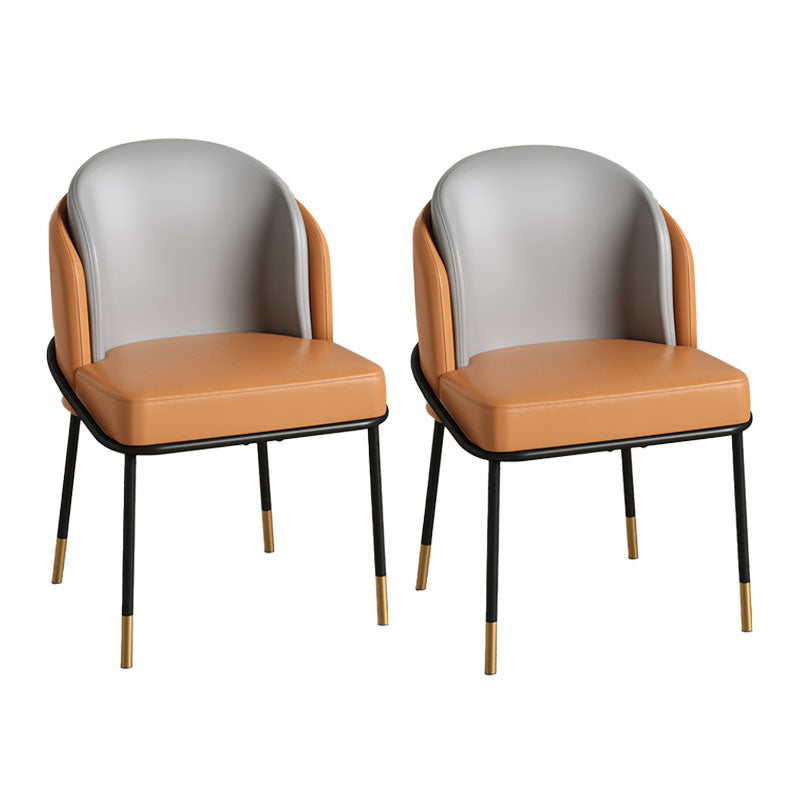 Glam Metal Dining Room Chairs Parsons Armless Dining Chairs for Restaurant Use Gray-Orange 2 Piece Set Clearhalo ' kitchen&dining_furn' 'Dining Chairs' 'Dining Tables & Seating' 'dining_chair' 'furn' 'furn_dining_chair' 'Furniture' 'furniture_dining_chair' 'Kitchen & Dining Furniture' 'kitchen' 4468416