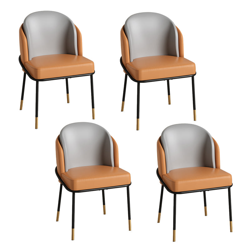 Glam Metal Dining Room Chairs Parsons Armless Dining Chairs for Restaurant Use Gray-Orange 4 Piece Set Clearhalo ' kitchen&dining_furn' 'Dining Chairs' 'Dining Tables & Seating' 'dining_chair' 'furn' 'furn_dining_chair' 'Furniture' 'furniture_dining_chair' 'Kitchen & Dining Furniture' 'kitchen' 4468418