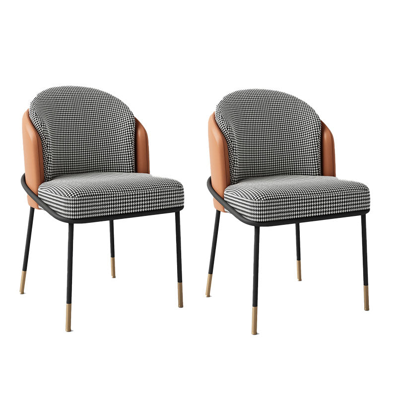 Glam Metal Dining Room Chairs Parsons Armless Dining Chairs for Restaurant Use Black-White-Yellow 2 Piece Set Clearhalo ' kitchen&dining_furn' 'Dining Chairs' 'Dining Tables & Seating' 'dining_chair' 'furn' 'furn_dining_chair' 'Furniture' 'furniture_dining_chair' 'Kitchen & Dining Furniture' 'kitchen' 4468421