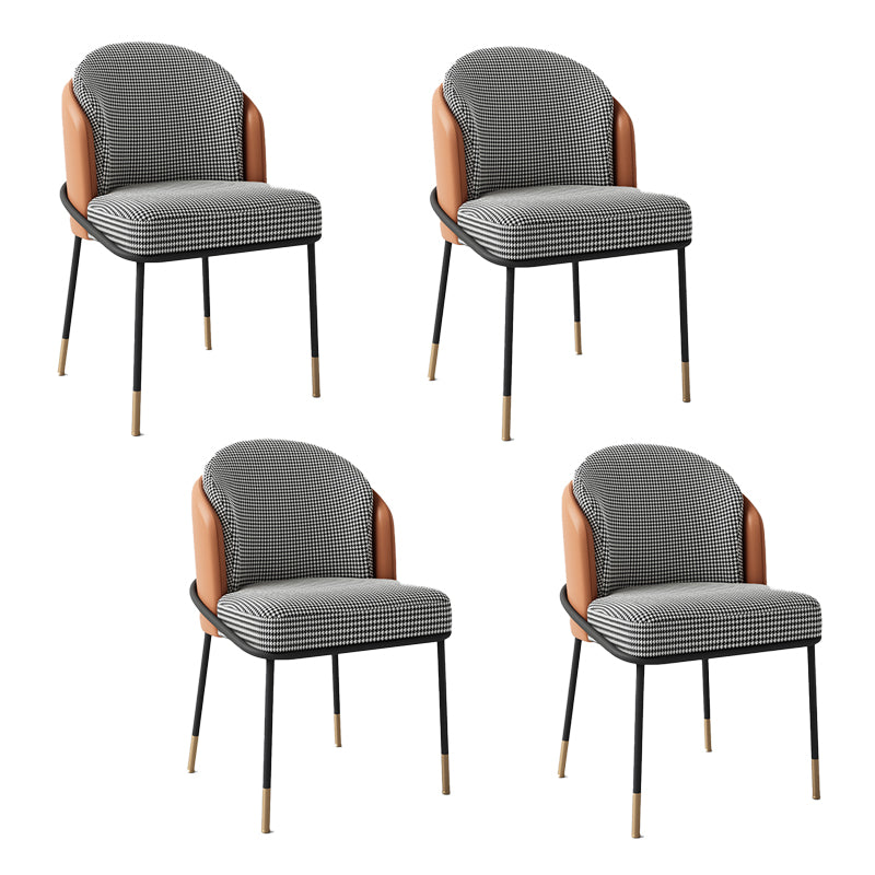 Glam Metal Dining Room Chairs Parsons Armless Dining Chairs for Restaurant Use Black-White-Yellow 4 Piece Set Clearhalo ' kitchen&dining_furn' 'Dining Chairs' 'Dining Tables & Seating' 'dining_chair' 'furn' 'furn_dining_chair' 'Furniture' 'furniture_dining_chair' 'Kitchen & Dining Furniture' 'kitchen' 4468424