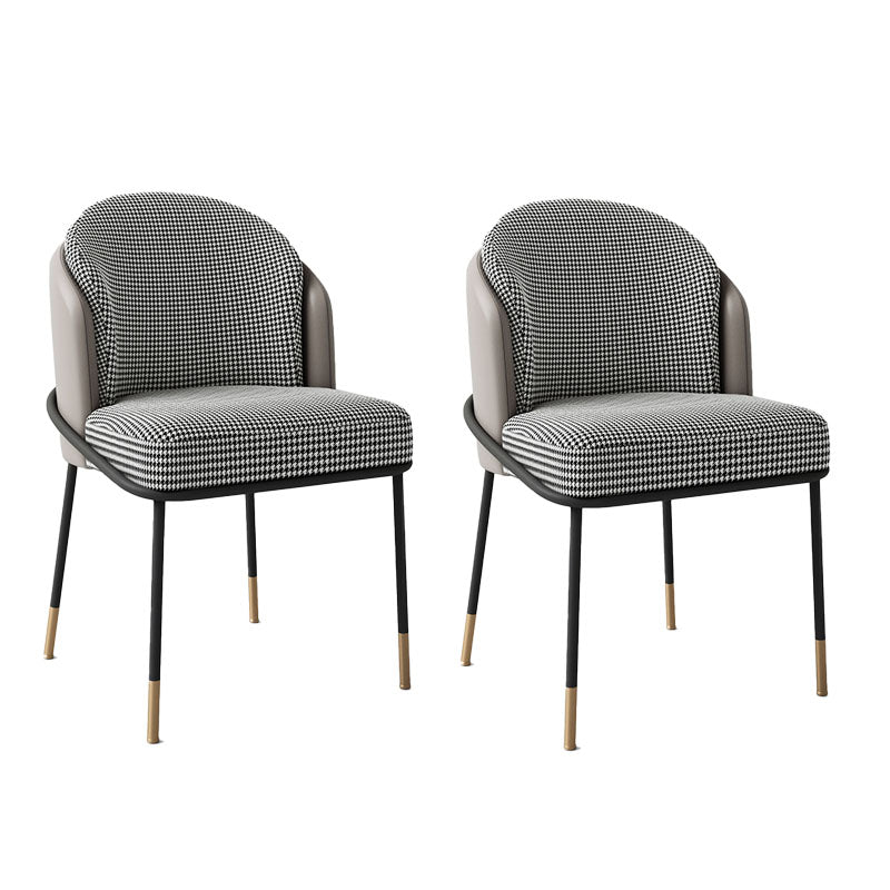 Glam Metal Dining Room Chairs Parsons Armless Dining Chairs for Restaurant Use Black White Gray 2 Piece Set Clearhalo ' kitchen&dining_furn' 'Dining Chairs' 'Dining Tables & Seating' 'dining_chair' 'furn' 'furn_dining_chair' 'Furniture' 'furniture_dining_chair' 'Kitchen & Dining Furniture' 'kitchen' 4468428